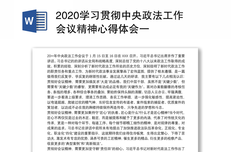 2020学习贯彻中央政法工作会议精神心得体会一