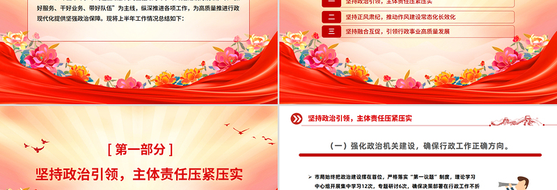 优秀上半年全面从严治党责任落实情况报告总结PPT模板下载
