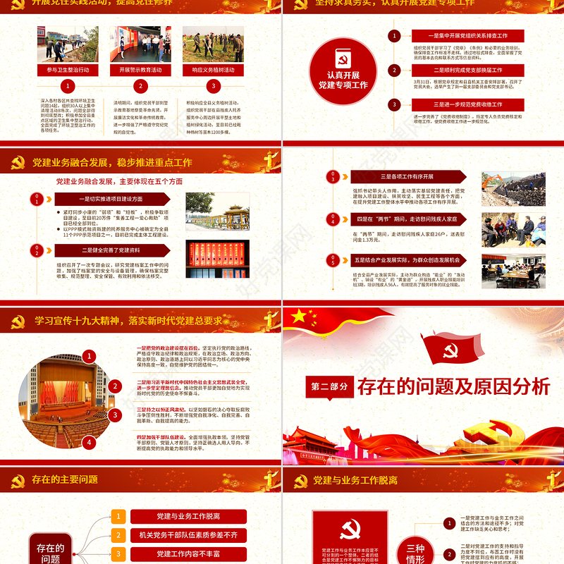 2021党员干部年终总结PPT党建工作总结汇报模板