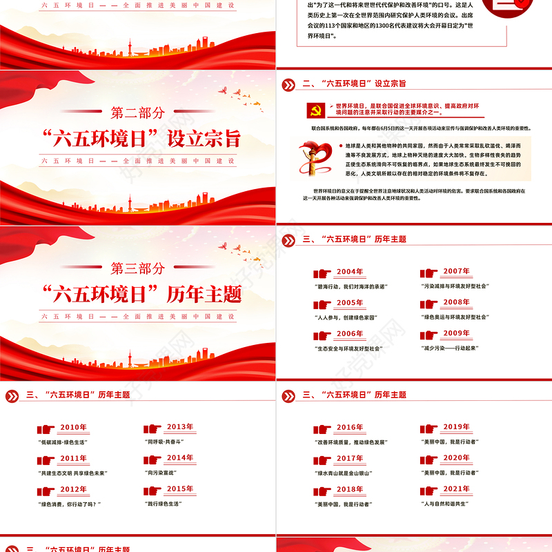 2024六五环境日PPT大气精美全面推进美丽中国建设环保课件下载