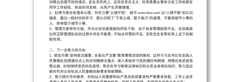 公安系统纪律作风教育整顿活动个人自查报告