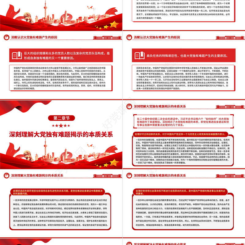 2023保持解决大党独有难题的清醒和坚定PPT大气精美风党员干部学习教育专题党课课件