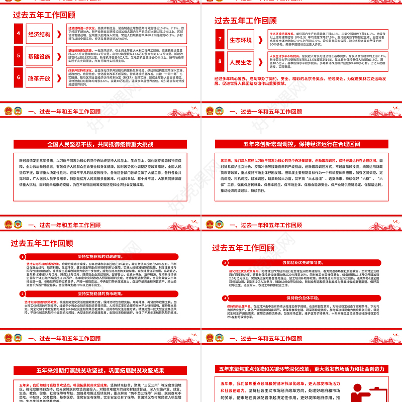 2023两会政府工作报告PPT精美大气铆足干劲开新局团结奋斗再出发党课课件