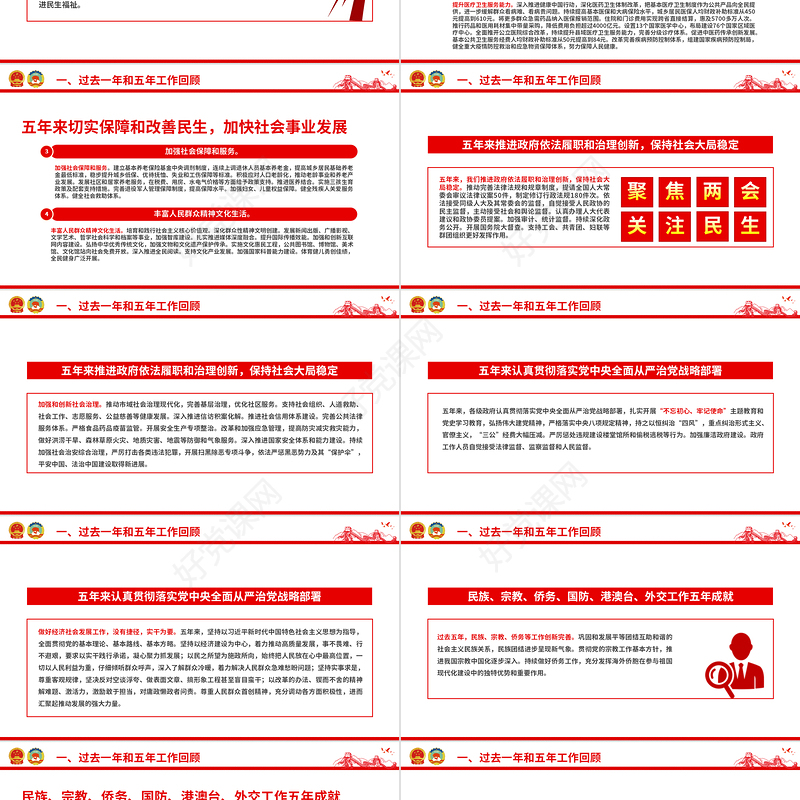 2023两会政府工作报告PPT精美大气铆足干劲开新局团结奋斗再出发党课课件