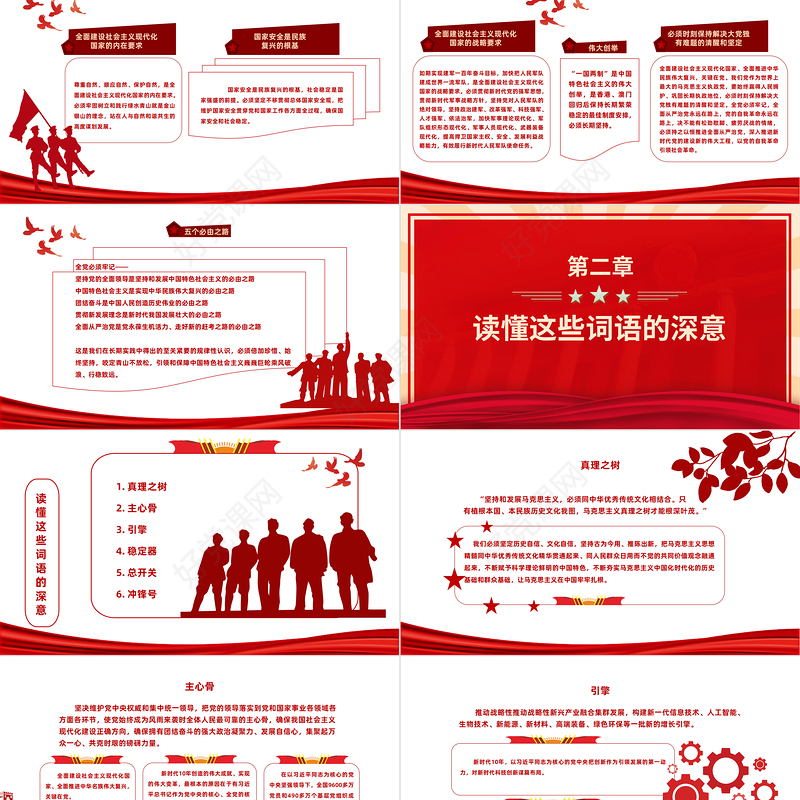 2022耕读提法词语金句古语PPT红色大气风深入学习党的二十大报告精神专题党建党课课件模板