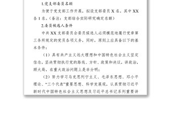 中共XX支部委员会换届选举支委会研究事项