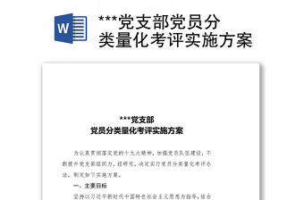 ***党支部党员分类量化考评实施方案