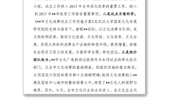 文化消费试点工作推进会上的讲话