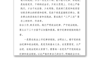 严以律己严守政治纪律做明白人发言稿