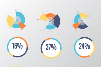 多款彩色ppt分析图表矢量素材-含多个ppt元素