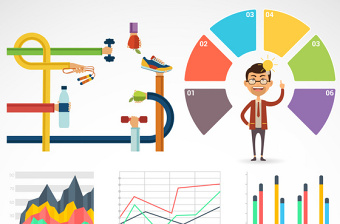 彩色信息表PPT矢量图形图标-含多个ppt元素