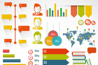 彩色商务概念PPT素材矢量图形-含多个ppt元素