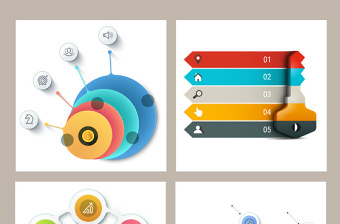 PPT时尚彩色数据素材矢量图形-含多个ppt元素