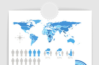 9款矢量蓝色PPT元素数据统计图表