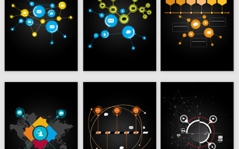 9款矢量酷黑PPT数据统计图表