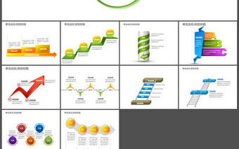 11套流程图示图表ppt模板-含多个ppt元素