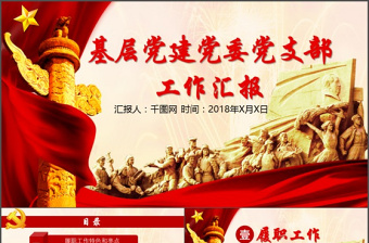 红色大气基层党建党委党支部工作汇报PPT模板