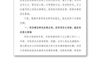 蓝绍敏在全市项目大突破动员大会上的讲话摘录