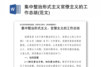 集中整治形式主义官僚主义的工作总结(范文)