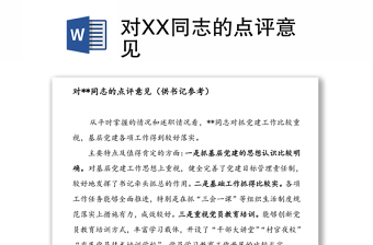 对XX同志的点评意见