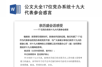 公文大全17位党办系统十九大代表参会感言