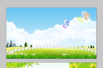 六张清爽蓝天白云草地PPT背景图片