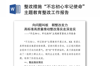 整改措施“不忘初心牢记使命”主题教育整改工作报告