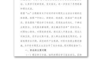 党员领导干部第二批主题教育专题民主生活会对照检查材料