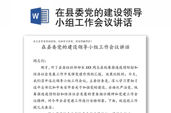 在县委党的建设领导小组工作会议讲话