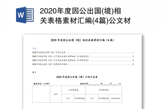 2020年度因公出国(境)相关表格素材汇编(4篇)公文材料
