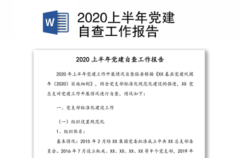 2020上半年党建自查工作报告