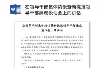 在领导干部集体约谈暨新提拔领导干部廉政谈话会上的讲话