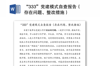 “333”党建模式自查报告（存在问题、整改措施）