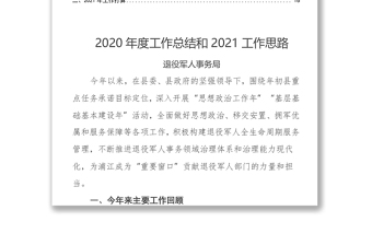 各系统2020年度工作总结和2021工作思路（三篇）