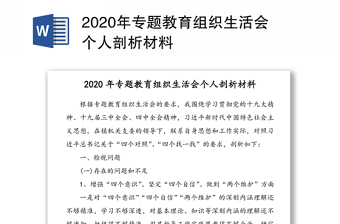 2020年专题教育组织生活会个人剖析材料