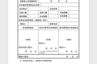 2021年社会团体变更登记申请表