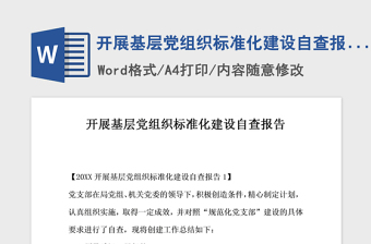 2021年开展基层党组织标准化建设自查报告