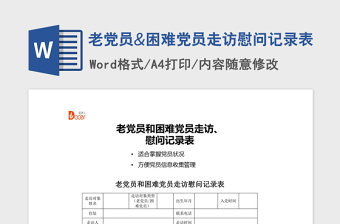 2021年老党员&困难党员走访慰问记录表