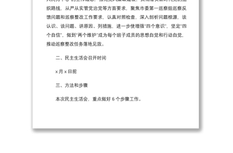 局党组2020年度民主生活会暨巡察整改专题民主生活会工作方案范文