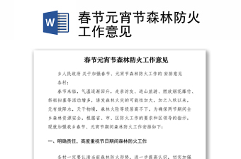 2021春节元宵节森林防火工作意见
