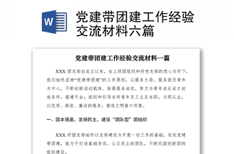 2021党建带团建工作经验交流材料六篇