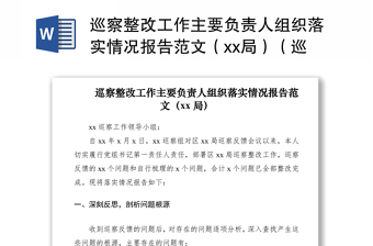 2021巡察整改工作主要负责人组织落实情况报告范文（xx局）（巡察整改情况报告）