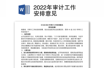 2022年审计工作安排意见