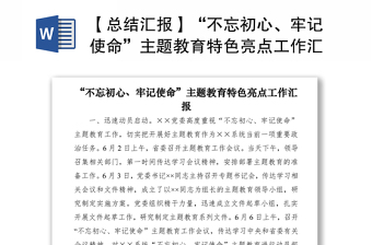 2021【总结汇报】“不忘初心、牢记使命”主题教育特色亮点工作汇报