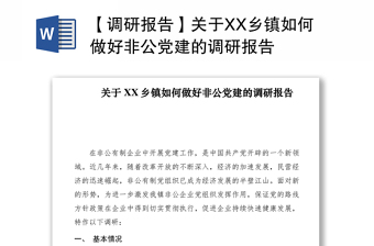 2021【调研报告】关于XX乡镇如何做好非公党建的调研报告