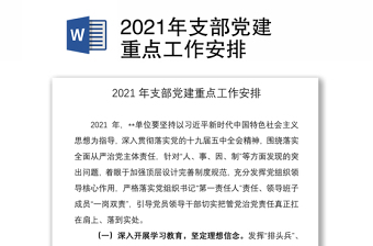 2021年支部党建重点工作安排