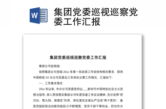 2021集团党委巡视巡察党委工作汇报