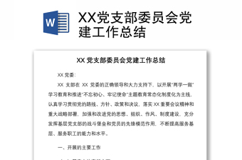 2021XX党支部委员会党建工作总结