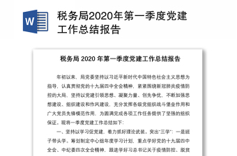 税务局2020年第一季度党建工作总结报告