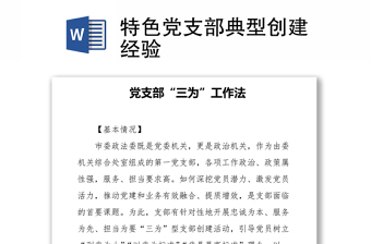 2021特色党支部典型创建经验